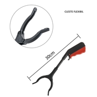 Cleste pentru Colectarea Deseurilor, Flippy, din Metal si Plastic, 30 cm, Fara Maini Murdare, Negru/Rosu