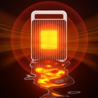 Mini Aeroterma, Vafy, Mini Radiator Electric, Putere 900 W, Buton cu 2 Trepte de Temperatura, Inchidere Automata, cu Maner de Prindere, 15x10.3x21 cm, Alb/ Negru