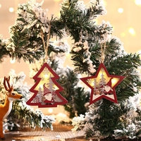 Ornament de Brad, Flippy, cu Lumini LED, din Lemn, Figurina Elf, Model Stea, Multicolor