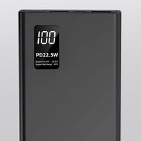 Baterie Externa Powerbank, Flippy, Ultra-Subtire cu Ecran Digital, Compatibilitate Universala, TYPE-C si USB x2, 20000 mAh, Power Delivery 22.5W, 144x66x26 mm, Negru