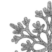Decoratiune brad fulg de zapada, set 12 bucati, 10cm, argintiu