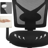 SONGMICS Scaun de birou ergonomic mesh, reglabil complet, brate si suport lombar ajustabile, 68x67x113 cm, negru