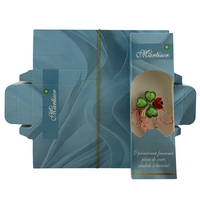Set 100 Bucati Ambalaje de Carton pentru Martisoare, Flippy, Cutii Brosa, Model Primavara, Albastru
