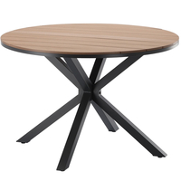 Masa rotunda pentru gradina, cadru aluminiu cu blat polywood aspect lemn, 112x73 cm, maro natur