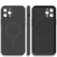 Husa protectie Vafy compatibila cu iPhone 14 Pro Max, Liquid MagSafe, ring-shaped, magnetica, Negru