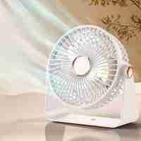Ventilator 2in1, Vafy, de Masa/de Perete, Incarcare USB, 3.7 V, 4.5 W, 1200 mAh, 17.5 x 17 x 7.6 cm, Alb