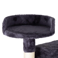 Ansamblu de joaca pentru pisici, cu loc pentru zgariat, ascuns, culcus, minge, sfoara, 203cm, gri inchis