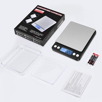 Mini Cantar Electronic, Vafy, pentru Alimente/Bijuterii, max 3 Kg, 2 x AA, 12.7 x 10.6 x 1.9 cm, Negru/Gri