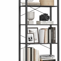 VASAGLE Biblioteca 6 niveluri, cu cadru metalic si rafturi PAL, 66x30x186 cm, negru