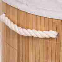 Cos rufe rotund 5Five Bambou cu capac, bambus, 48 litri, 35x50 cm, natur