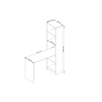 Birou cu rafturi SMART, PAL laminat, 125x50x180 cm, alb