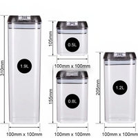 Set 7 Recipiente Organizare Alimente, Flippy, Inchidere Etansa, Etichete Reutilizabile, Cupe Masurare, 4 Dimensiuni Diferite, din Plastic Dur, Transparent