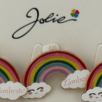 Set 12 Brose Martisor pentru Copii, Jolie, Model Curcubeu, cu Mesaj Zambeste, Multicolor
