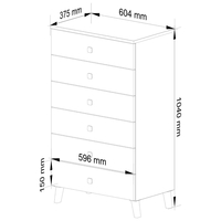 Comoda MOBI K-06, 6 sertare, 60x37x104 cm, casmir cu detalii aurii