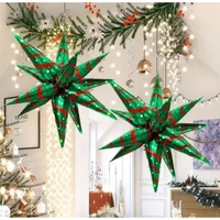 Balon Stea, Vafy, din Folie de Aluminiu, Tema Craciun, 12 Varfuri, 65 x 23 cm, Verde/Rosu
