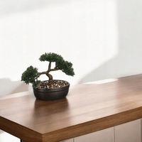 Bonsai artificial Atmosphera in ghiveci ceramic cu pietricele decorative, 23 cm, verde