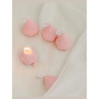 Set 4 Lumanari Parfumate, Flippy, Model Capsunici, Ardere 30 min, 52g, 6.3 x 6.3 x 3.8 cm, Roz
