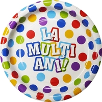 Set 6 Farfurii de Unica Folosinta, Flippy, Colectia LA MULTI ANI , 30 cm, din Carton Laminat, Multicolor