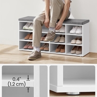 VASAGLE Pantofar cu banca cu 12 compartimente si perna, sarcina 136 kg, 104x30x48 cm, alb