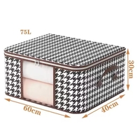 Cutie de Depozitare Pliabila, Flippy, 60x40x30 cm, 75 L, Fereastra Frontala, cu Fermoar Bidirectional, Suport Baza Stabil, Imprimeu in Carouri, Alb/Negru