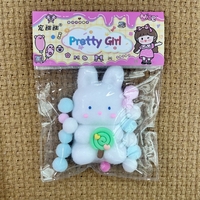 Jucarie Antistres Squishy, Flippy, cu Revenire Lenta, Squeeze Pretty Girl, Model Animalut, Ambalaj Transparent, Alb