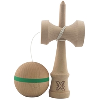 Kendama X Originală, Profesională, Flippy, din Lemn, 18 cm, Model cu Dunga, Verde