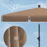 SONGMICS Umbrela terasa gradina sau plaja, cu inclinare 2 directii, protectie UV UPF 50+, husa inclusa, 200x125cm, maro taupe