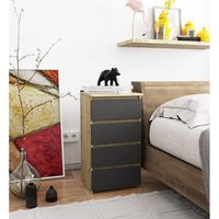 Comoda cu 4 sertare, PAL laminat 16mm, 40x35x74 cm, stejar artisan si gri