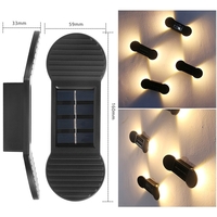 Aplica solara LED, Flippy, Set 4 Bucati, ABS/Policarbonat, rezistenta la apa IP65, 2 LED-uri SMD, pentru perete, scari, 1.2V, 600mah, 16 x 5.9 x 3.3 cm, Lumina Alb calda, Negru