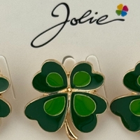 Set 12 Brose Martisor Primavara, Jolie, Model Trifoi cu Patru Foi, Verde