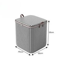 Cutie de Depozitare cu Fermoar, Flippy, Pliabila, Maner Ranforsat, Fermoar Rezistent, pentru Haine, Paturi, Plapumi, Perne, Lenjerii de Pat, Jucarii, 56x45x56 cm, 140 Litri, in Carouri, Alb-Negru