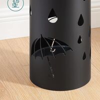 SONGMICS Suport metalic pentru umbrele, cu carlige si tava de picurare, 17x17x41cm, negru