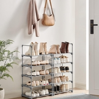 SONGMICS Suport pentru pantofi, cadru metalic cu 10 nivele, design personalizabil, 30x45x174cm, gri