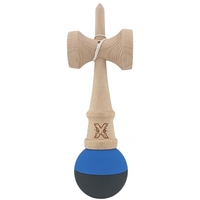 Kendama X Originala, Profesionala, Flippy, din Lemn, Rubber Grip, 18 cm, Albastru/Negru