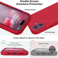 Husa de Protectie, Vafy, pentru iPhone 16, Liquid Silicone, cu Microfibra pe Interior, Protectie Antisoc, Compatibil Incarcare Wireless, Rosu