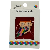 Martisor Brosa Mica in Cutie, Jolie, Dimensiune Brosa 2.5-3cm, Material Metal, Model Bufnita Colorata
