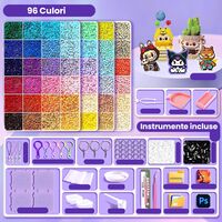 Kit de Margele Perle, Flippy, Set DIY 3D din 96 de Culori, 8000 de piese, Instrumente pentru Margele Incluse, 2.6 mm in cutie, Multicolor