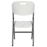Scaun pliabil HDPE cu cadru metalic, pentru catering sau gradina, 46x53x86 cm, 150 kg, alb