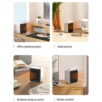 Mini Aeroterma, Vafy, Mini Radiator Electric, Putere 900 W, Buton cu 2 Trepte de Temperatura, Inchidere Automata, cu Maner de Prindere, 15x10.3x21 cm, Alb/ Negru