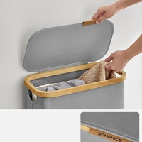 SONGMICS Cos rufe slim pentru spatii inguste, sac detasabil, 65 litri, 42x23x71 cm, gri