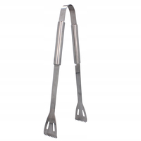Set 3 ustensile pentru gratar din otel inoxidabil, spatula, furculita si cleste, cu husa