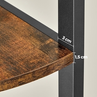 VASAGLE Biblioteca de colt cu 5 etaje, cadru metalic, 150x30x30cm, stil industrial maro rustic si negru