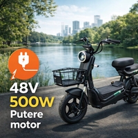 Scuter Electric KG, Saige, Fara Permis, Motor 500W, Baterie 48V20Ah, Autonomie 60km, 153x40x85 cm, Viteza Maxima 25km/h, Negru