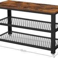 VASAGLE Raft pentru pantofi cu 2 polite, 73x30x45cm, otel, stil industrial, maro rustic si negru