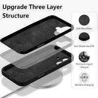 Husa de Protectie, Vafy, pentru iPhone 16 Plus, Liquid Silicone, cu Microfibra pe Interior, Protectie Antisoc, Compatibil Incarcare Wireless, Negru