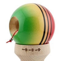 Kendama X Originala, Profesionala, Flippy, Super Sticky cu Cupe Mari KING SIZE V3, Gaura in Baza, Rulment Metalic, din lemn 18 cm, Ata 62/65 cm, Special Rosu/Verde