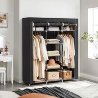 SONGMICS Garderoba pentru depozitarea hainelor, din material textil, cu 2 bare pentru umerase, 45x150x175cm, negru