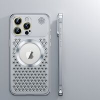 Husa MagSafe Aromaterapia Compatibila cu iPhone 15 Pro Max, Vafy, Suport Magnetic, Antisoc, Antizgariere, Protectie Camera si Supraincalzire, din Aliaj de Aluminiu, Silver