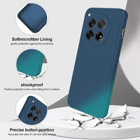 Husa de Protectie, Vafy, pentru OnePlus 12 5G, Liquid Silicone, cu Microfibra pe Interior, Protectie Antisoc, Compatibil Incarcare Wireless, Albastru