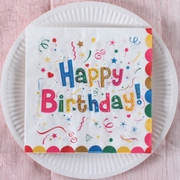 Servetele de Masa pentru Zile de Nastere, Flippy, Servetele de masa Tematice Happy Birthday, Set 20 buc, Unisex, din Hartie, 33 x 33 cm, Alb Multicolor